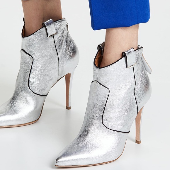 metallic silver ankle boots